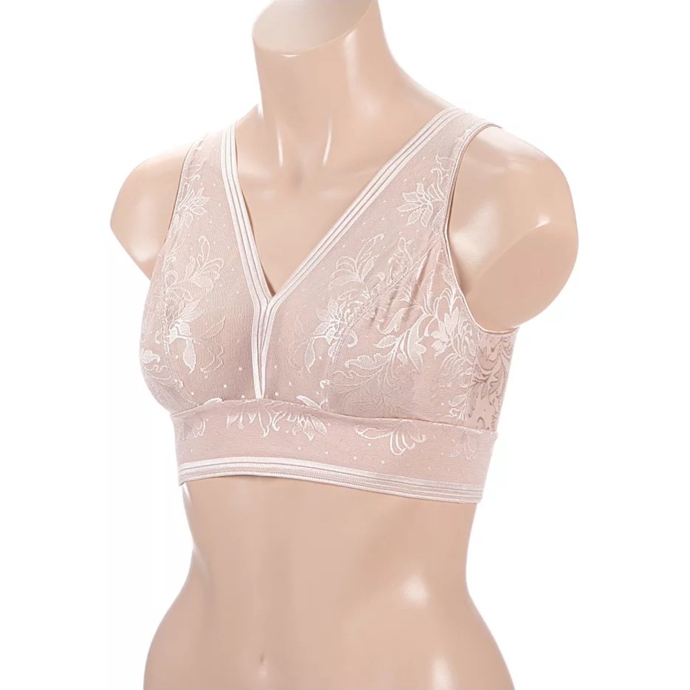 Wacoal Bra Net Effect Soft Cup Bralette 36 Style 810340 Nude Wireless Hook & Eye
